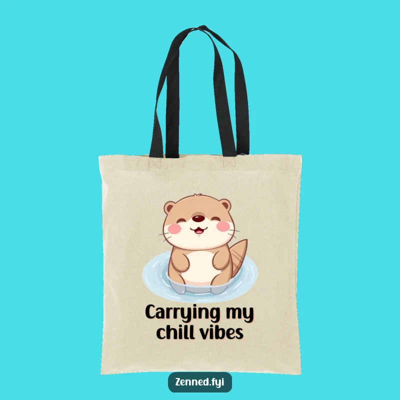 Funny Kawaii Otter Tote Bag: Cute Floating Design, Perfect Eco-Friendly Funny Gift