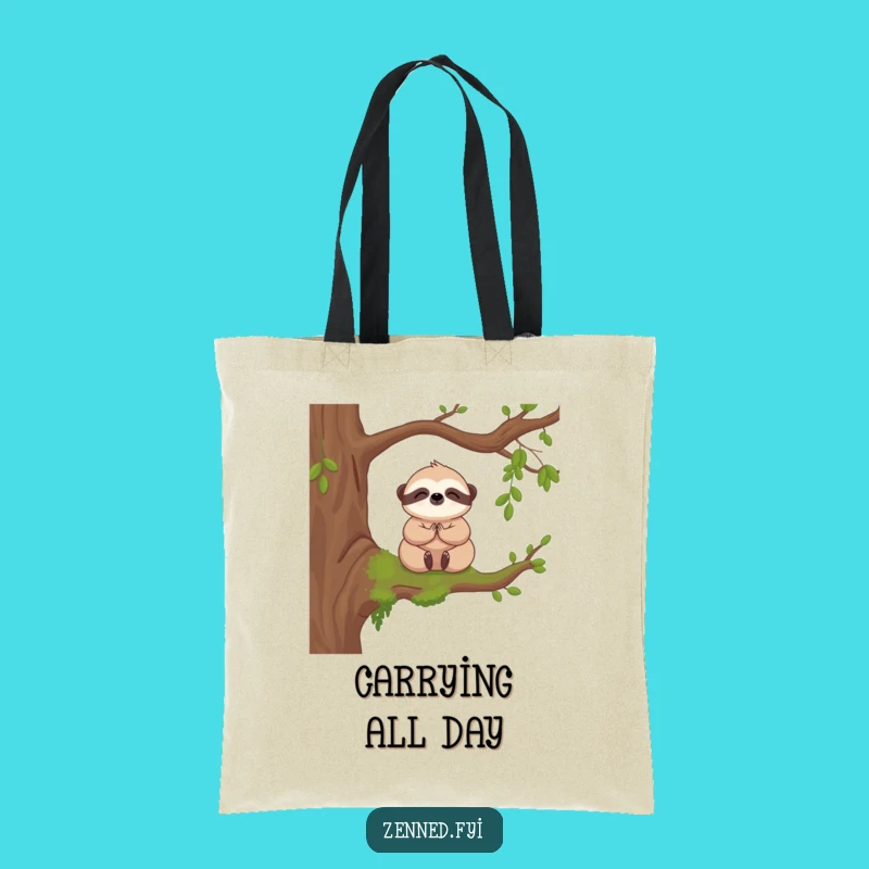 Funny Kawaii Sloth Tote Bag - Serene Meditation Carry-All Gift