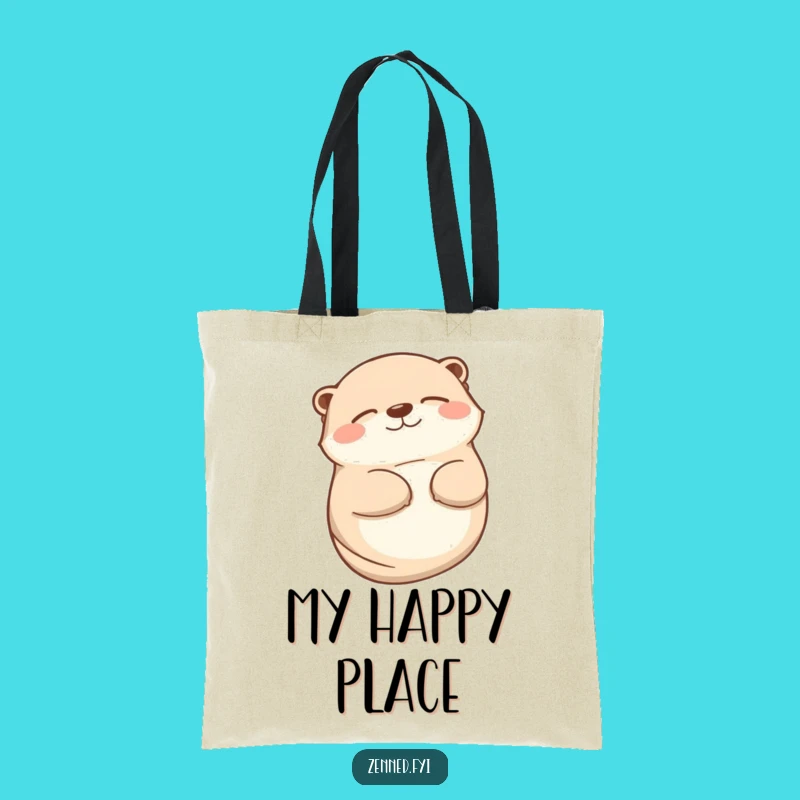 Funny Otter Smile Tote Bag - Contented & Peaceful Eco Gift
