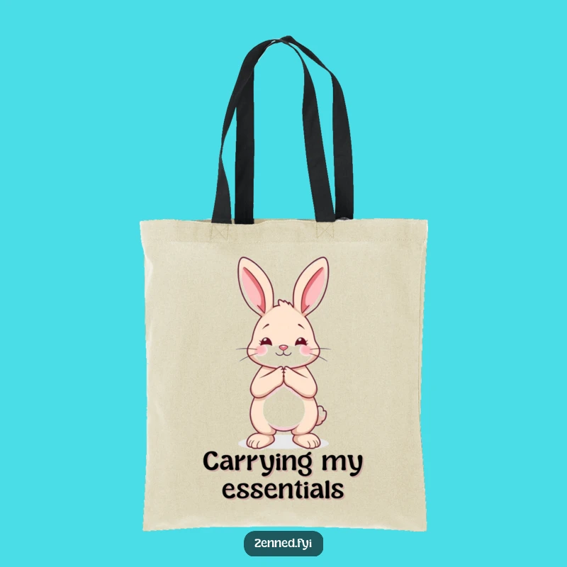 Funny Rabbit Tote Bag - Calm Prayer Pose Eco-Friendly Gift