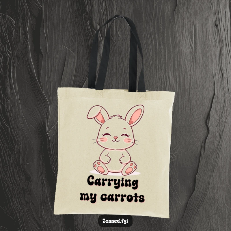Funny Zen Bunny Tote Bag featuring a peaceful meditating rabbit, perfect for groceries, books, or yoga gear with humor.