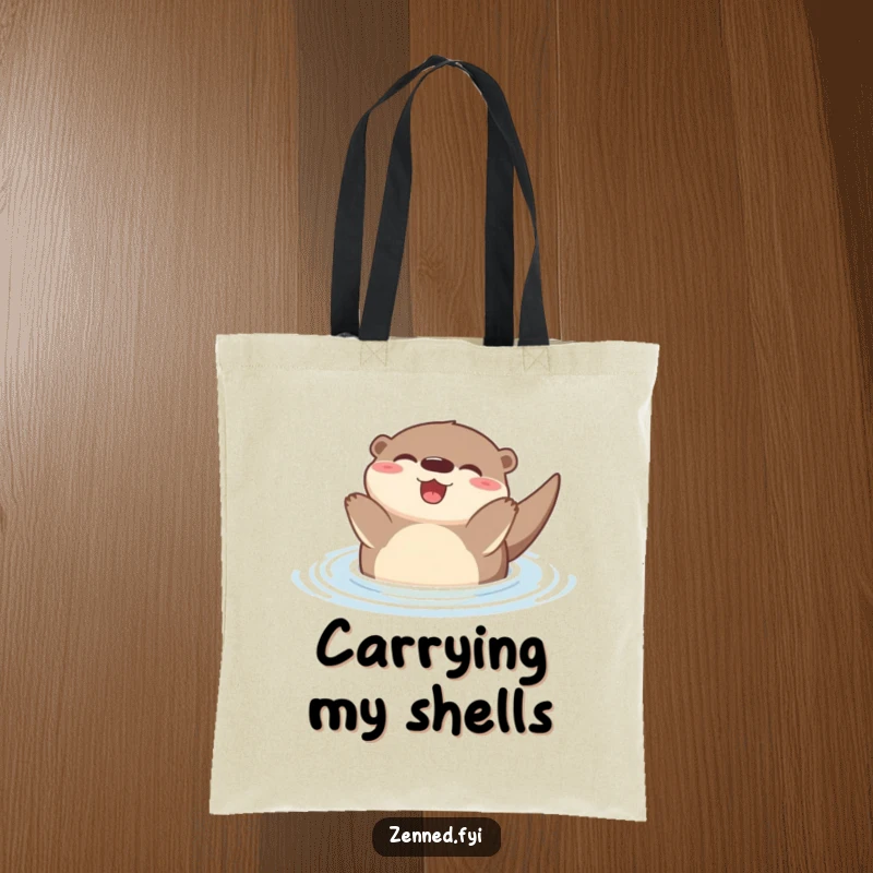 Funny Zen Otter Tote Bag featuring a joyful otter floating peacefully, perfect for daily use with a splash of humor.