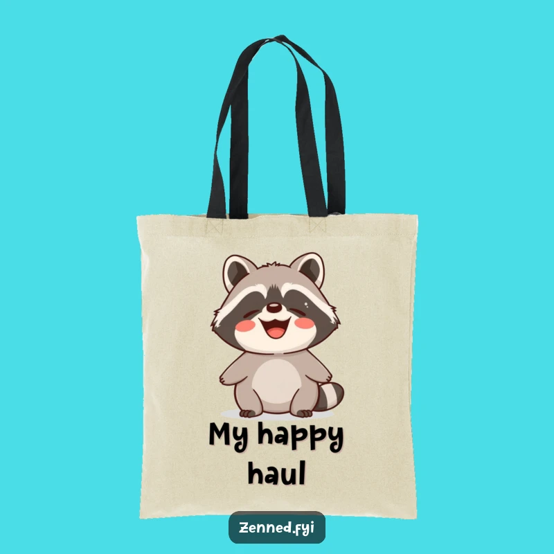Funny Raccoon Zen Tote Bag: Contented Critter Calmness Accessory, Perfect Funny Gift